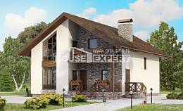 155-001-П Проект двухэтажного дома мансардный этаж, гараж, компактный загородный дом из твинблока, House Expert