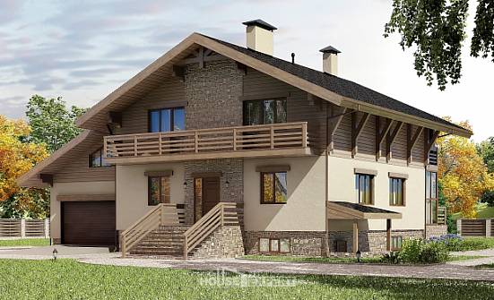 420-001-Л Проект трехэтажного дома с мансардным этажом, гараж, красивый домик из кирпича, House Expert
