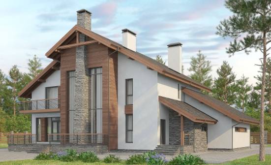 270-003-Л Проект двухэтажного дома мансардой и гаражом, классический домик из арболита, House Expert