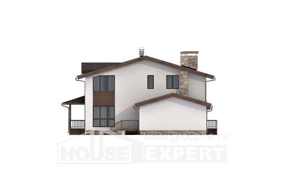 220-001-П Проект двухэтажного дома с мансардой, гараж, классический загородный дом из керамзитобетонных блоков, House Expert