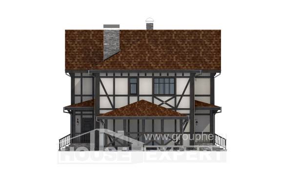 180-004-Л Проект двухэтажного дома мансардный этаж и гаражом, классический загородный дом из кирпича, House Expert