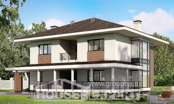 275-002-П Проект двухэтажного дома и гаражом, огромный дом из кирпича, House Expert