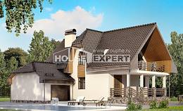 150-001-Л Проект двухэтажного дома с мансардой, гараж, простой дом из арболита, House Expert