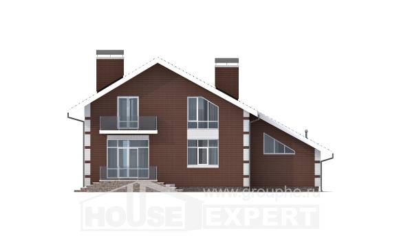 180-001-Л Проект двухэтажного дома с мансардным этажом, гараж, классический загородный дом из поризованных блоков, House Expert