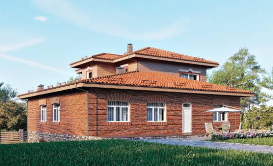 380-002-Л Проект трехэтажного дома и гаражом, уютный загородный дом из кирпича, House Expert