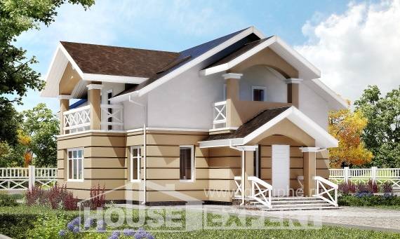 155-009-П Проект двухэтажного дома с мансардой, бюджетный дом из арболита, House Expert