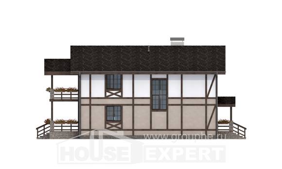 250-002-П Проект двухэтажного дома мансардный этаж и гаражом, красивый загородный дом из кирпича, House Expert