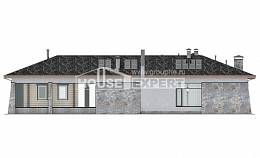 280-004-Л Проект одноэтажного дома и гаражом, большой загородный дом из твинблока, House Expert