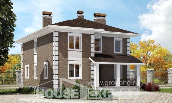 185-002-П Проект двухэтажного дома, недорогой коттедж из газобетона, House Expert
