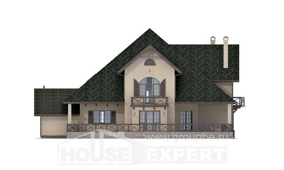 350-001-П Проект двухэтажного дома мансардой и гаражом, просторный коттедж из арболита, House Expert