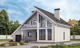 200-007-Л Проект двухэтажного дома мансардой и гаражом, красивый домик из поризованных блоков, House Expert
