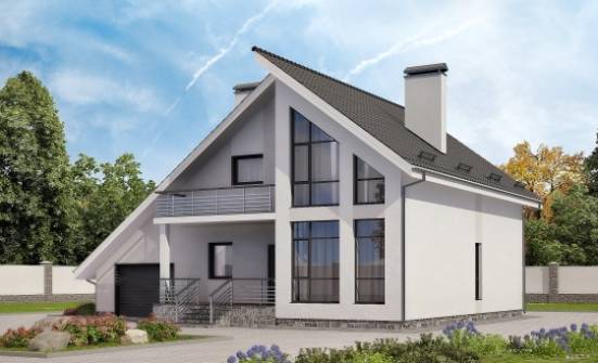 200-007-Л Проект двухэтажного дома мансардой и гаражом, просторный домик из твинблока, House Expert