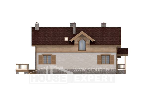 165-002-П Проект двухэтажного дома мансардой и гаражом, недорогой дом из поризованных блоков, House Expert