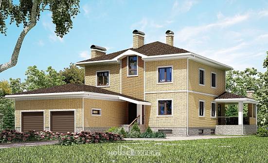 350-002-Л Проект трехэтажного дома, гараж, большой загородный дом из кирпича, House Expert