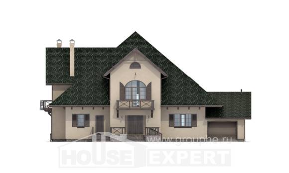 350-001-П Проект двухэтажного дома с мансардным этажом, гараж, огромный домик из арболита, House Expert