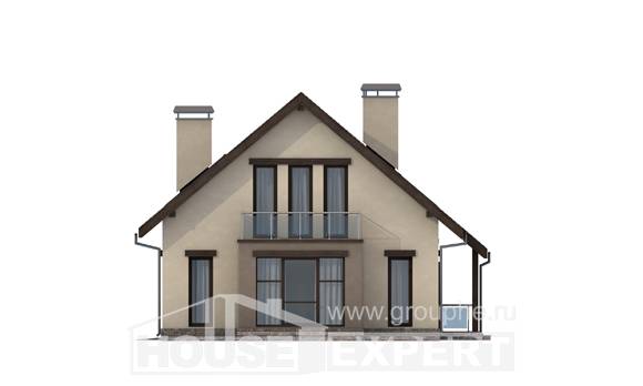 185-005-Л Проект двухэтажного дома мансардный этаж, гараж, красивый загородный дом из теплоблока, House Expert