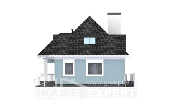 110-001-Л Проект двухэтажного дома с мансардой, небольшой домик из поризованных блоков, House Expert