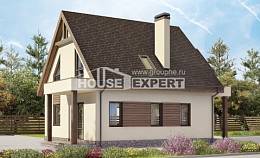 120-005-Л Проект двухэтажного дома мансардой и гаражом, простой коттедж из газосиликатных блоков, House Expert
