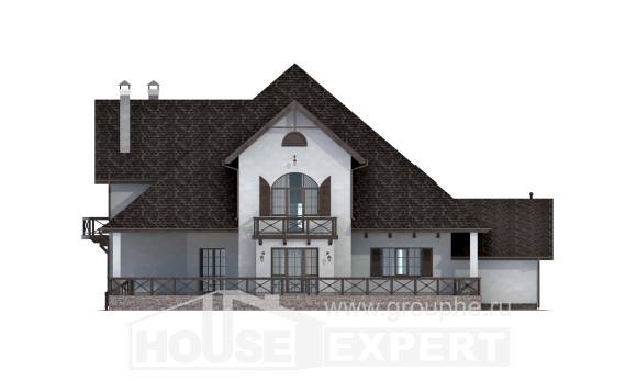 350-001-Л Проект двухэтажного дома мансардой, гараж, современный домик из бризолита, House Expert