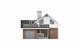 120-002-Л Проект двухэтажного дома с мансардой и гаражом, небольшой коттедж из газобетона, House Expert