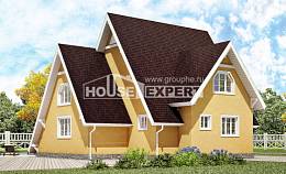 155-008-П Проект двухэтажного дома с мансардным этажом, простой загородный дом из дерева, House Expert