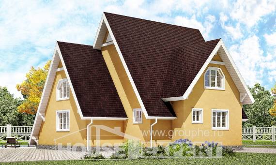 155-008-П Проект двухэтажного дома с мансардным этажом, простой загородный дом из дерева, House Expert
