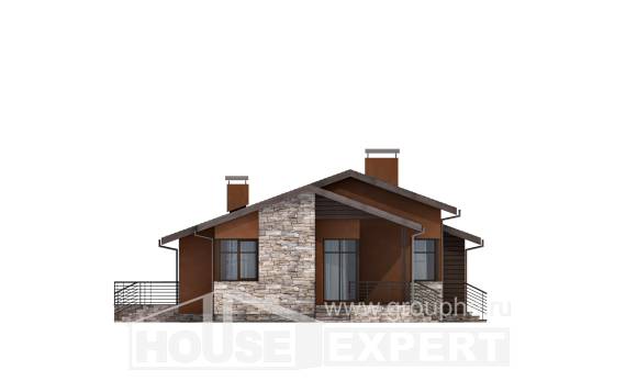 130-007-П Проект одноэтажного дома, классический коттедж из поризованных блоков, House Expert