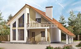 170-009-П Проект двухэтажного дома мансардный этаж и гаражом, небольшой дом из керамзитобетонных блоков, House Expert