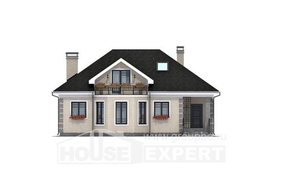 150-013-П Проект двухэтажного дома мансардный этаж, уютный коттедж из кирпича, House Expert