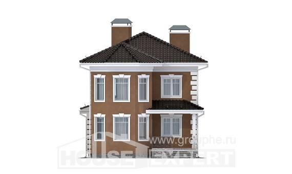 150-006-П Проект двухэтажного дома и гаражом, компактный дом из твинблока, House Expert