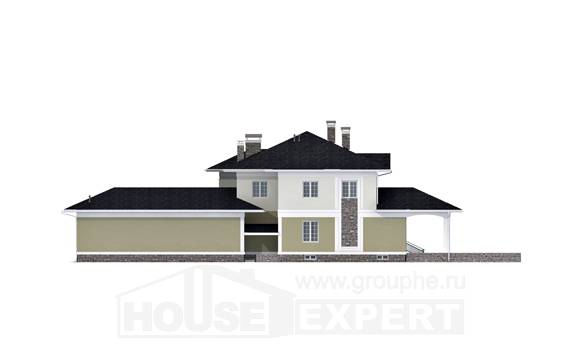620-001-Л Проект трехэтажного дома, гараж, классический домик из твинблока, House Expert