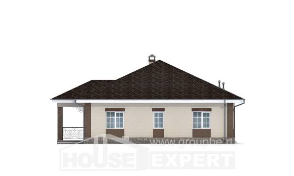 100-004-Л Проект одноэтажного дома, небольшой коттедж из газосиликатных блоков, House Expert