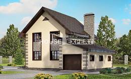 160-004-П Проект двухэтажного дома с мансардой и гаражом, скромный коттедж из газосиликатных блоков, House Expert