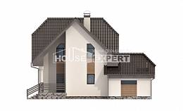 150-001-Л Проект двухэтажного дома мансардой и гаражом, небольшой дом из поризованных блоков, House Expert