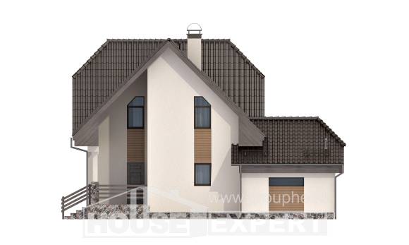 150-001-Л Проект двухэтажного дома с мансардой, гараж, небольшой коттедж из керамзитобетонных блоков, House Expert