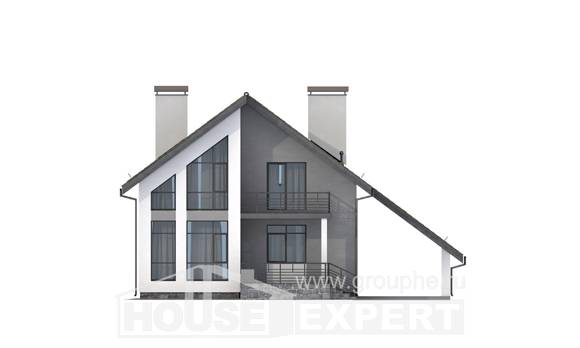 170-009-Л Проект двухэтажного дома мансардный этаж, гараж, скромный домик из поризованных блоков, House Expert
