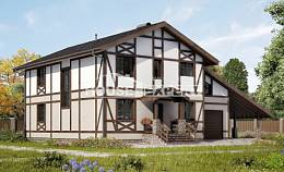 250-002-П Проект двухэтажного дома мансардой, гараж, просторный загородный дом из кирпича, House Expert