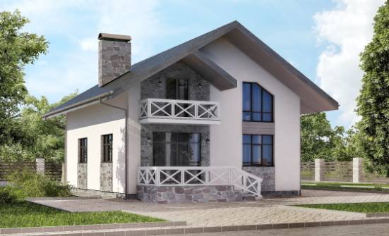 155-001-Л Проект двухэтажного дома мансардой и гаражом, скромный загородный дом из бризолита, House Expert