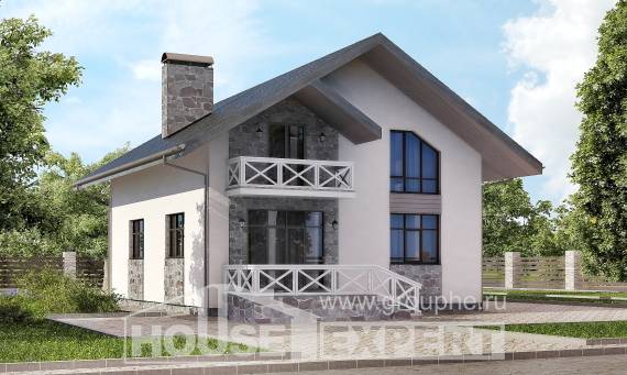 155-001-Л Проект двухэтажного дома с мансардой, гараж, простой загородный дом из газосиликатных блоков, House Expert