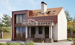 120-004-Л Проект двухэтажного дома мансардный этаж, недорогой домик из пеноблока, House Expert