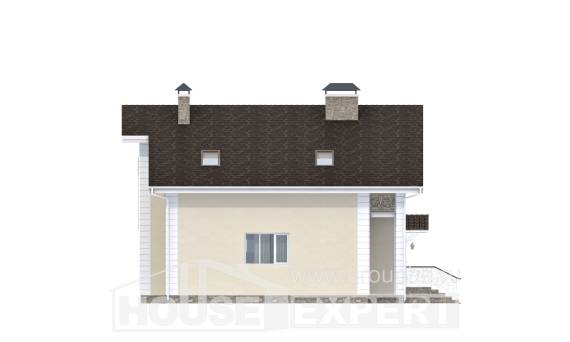 150-002-Л Проект двухэтажного дома с мансардным этажом и гаражом, недорогой коттедж из газобетона, House Expert