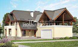 255-003-П Проект двухэтажного дома с мансардой, гараж, классический загородный дом из поризованных блоков, House Expert