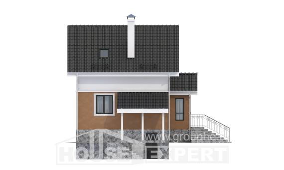 100-005-Л Проект двухэтажного дома с мансардным этажом, простой коттедж из твинблока, House Expert