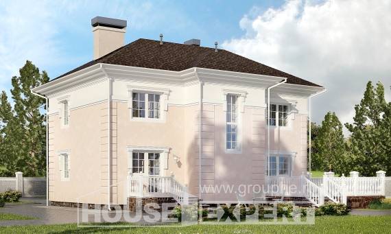 155-005-Л Проект двухэтажного дома, экономичный коттедж из поризованных блоков, House Expert