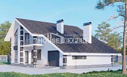 190-008-П Проект двухэтажного дома мансардный этаж, гараж, средний загородный дом из бризолита, House Expert