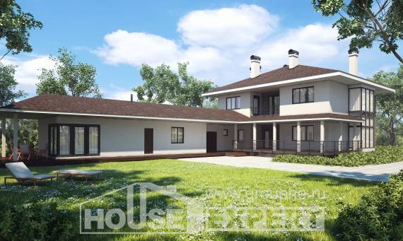 340-001-П Проект двухэтажного дома и гаражом, классический домик из кирпича, House Expert
