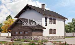 200-005-П Проект двухэтажного дома и гаражом, простой домик из керамзитобетонных блоков, House Expert