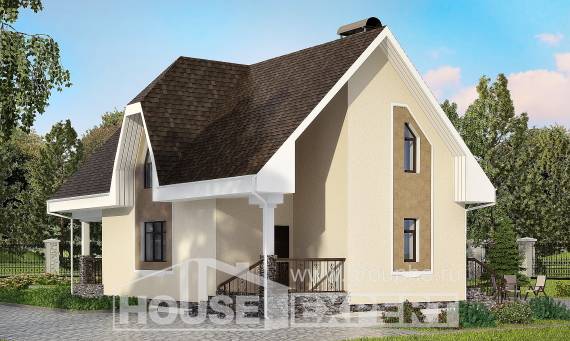 125-001-Л Проект двухэтажного дома мансардой, современный загородный дом из арболита, House Expert