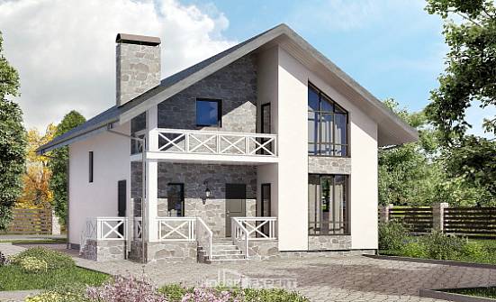 155-001-Л Проект двухэтажного дома мансардой и гаражом, скромный загородный дом из бризолита, House Expert