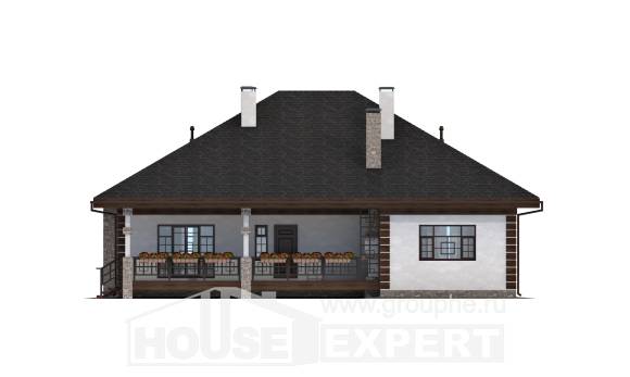 135-003-П Проект одноэтажного дома, классический загородный дом из теплоблока, House Expert